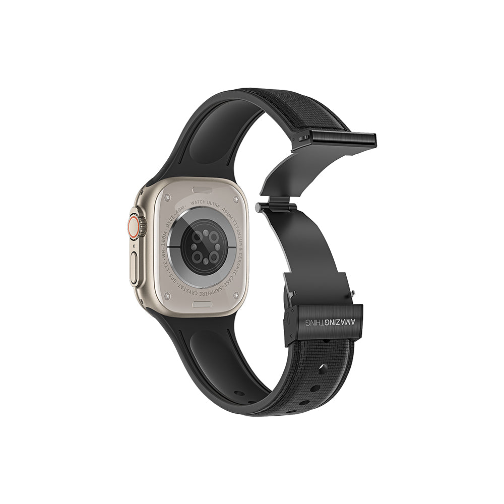 Amazingthing Titan Swift Apple Watch 42mm Deri Dokulu Silikon Kordon - 4 Amazingthing Titan Swift Apple Watch 42mm Deri Dokulu Silikon Kordon - 4